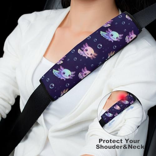 Universal Soft and Comfortable Axolotl Purple Seat Belt Shoulder Pad for Kids, Most Cars, 1 Pair Seat Belt Covers Cushion Anti-Slip Pad - color: Pattern 541