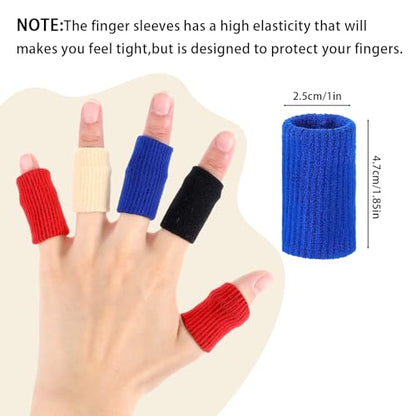 40 Pcs Finger Sleeves Protectors, Elastic Thumb Sleeves for Relieving Pain Finger Arthritis Sleeves Elastic Thumb Splint Brace Sport Fingers Sleeves Fingers Compression Aid for Basketball Tennis