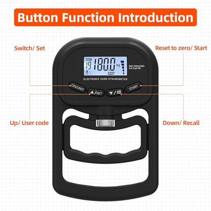 396lbs / 180kg Grip Strength Trainer, Rechargeable Electronic Hand Dynamometer, Digital Grip Strength Tester with LCD Display, Adjustable Hand Grip Dynamometer Hand Exercisers for Strength