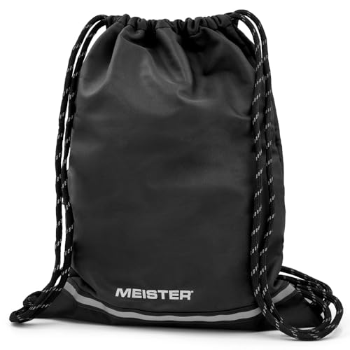Meister XL Drawstring Backpack - Waterproof Gym Sackpack - Black/Reflective | Overbuilt and oversized string bag for athletes, reflective for night visibility, features external & internal stash pockets