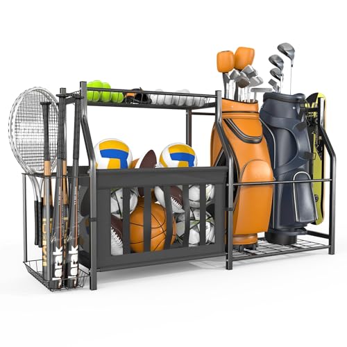 WALMANN Garage Sports Equipment Organizer, Ball Storage Stand, Indoor Golf Bags Stand for Garage - style: Stand for 2 Bags