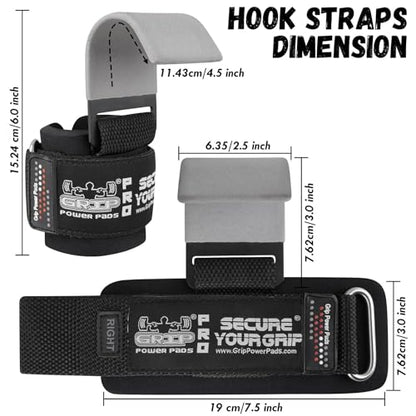 Weight Lifting Rod Hooks Heavy Duty Wrist Wraps Power Weight Lifting Training Gym Grips Straps Set of 2 - color: Gray, size: MEN-Wrist Size Large