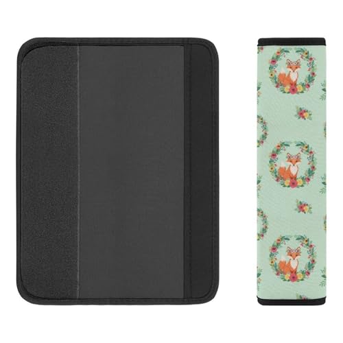 2PCS Flower Fox Print Seat Belt Cover Breathable Seat Belt Cushion for Adults and Children, All Vehicles, Comfortable Driving - color: Pattern 270