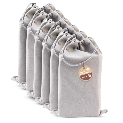 LFH Cotton Rich Shoe Storage Bags with Drawstring, Dustproof Breathable Reusable Organizer, Perfect For Travel, Dorm, Hotel, College, Gym, Easy to Carry, Machine Washable 8"x17" (Pack of 6) - Grey - color: Grey, size: 8"x17" (Pack of 6)