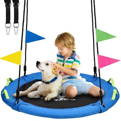 HeyZoo Tree Swing, Saucer Swing 40 Inch for Kids, Outdoor Swing, Blue | 900lbs Weight Capacity, with Adjustable Hanging Straps, for Backyard and Playground - size: 40 Inch