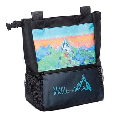 Bouldering Chalk Bucket Large Self-Standing Chalk Bag with Magnetic Closure, Fleece Lining, Zippered Pockets & Brush Holders
