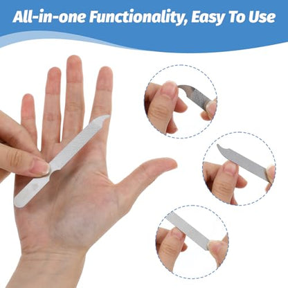 12 PCS Metal Nail Files for Women Stainless Steel Finger Nail Buffer Double-Sided Precision Fingernail Files with Curved Sharp Pointed Tip Thin Durable Nails File Bulk for Salon Home Travel