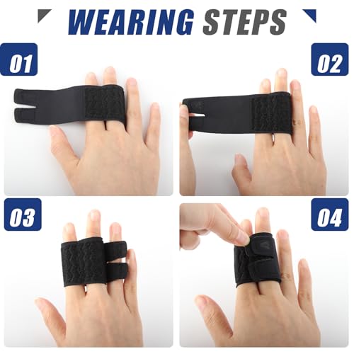 Finger Splints, 2 Pack Neoprene Finger Buddy Straps, No Metal Support Finger Brace, Adjustable Compression Finger Wraps for Daily and Sports Use, Double Finger - Medium - size: Medium
