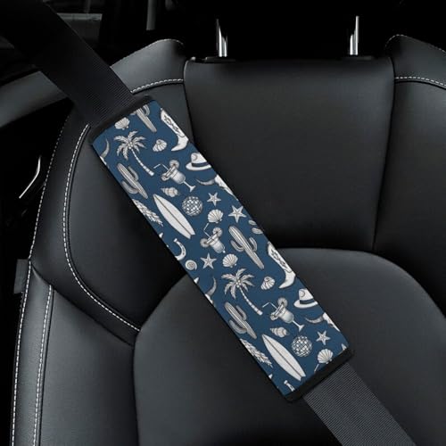 Universal Soft and Comfortable Cowboy Hat Boots Horseshoe Seashell Coastal Cowgirl Seat Belt Shoulder Pad for Kids, Most Cars, 1 Pair Seat Belt Covers Cushion Anti-Slip Pad - color: Pattern 1027