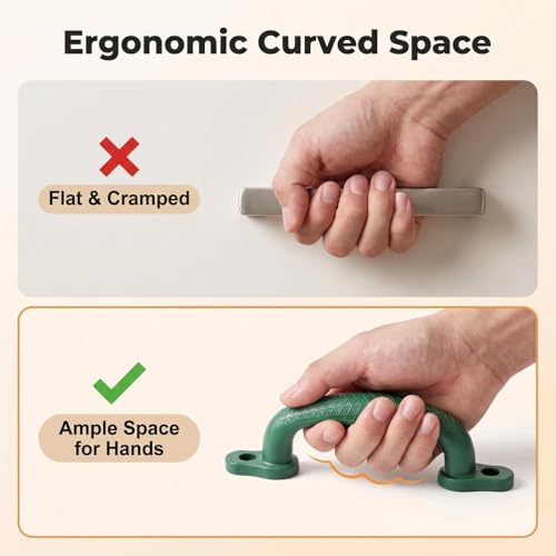 Plastic Safety Handles 2 Pcs Playground Grab Handles | Non-Slip Durable Design for Playhouse, Treehouse, Climbing Frame, Jungle Gym, Swing Set Indoor Outdoor - color: Green-2pack