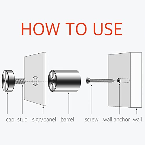Sign Standoff Screws by Lantee - 20 Pcs 5/8 x 1-1/8 Inch Stainless Steel Standoff Mounting Hardware Screws for Acrylic & Glass, 16mm x 30mm - color: Silver, size: 5/8" x 1-1/8" / 16 x 30mm