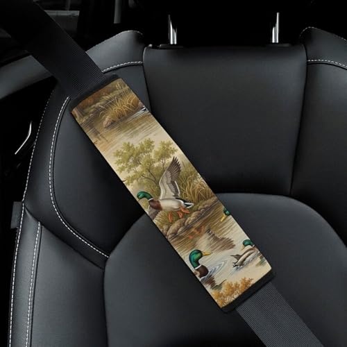 2 Pack Breathable Car Seat Belt Pad for Child, Stroller Pushchair High Chair, Wild Mallard Ducks Wildlife Neck Strap Covers, Neck and Shoulder Support - color: Pattern 1038