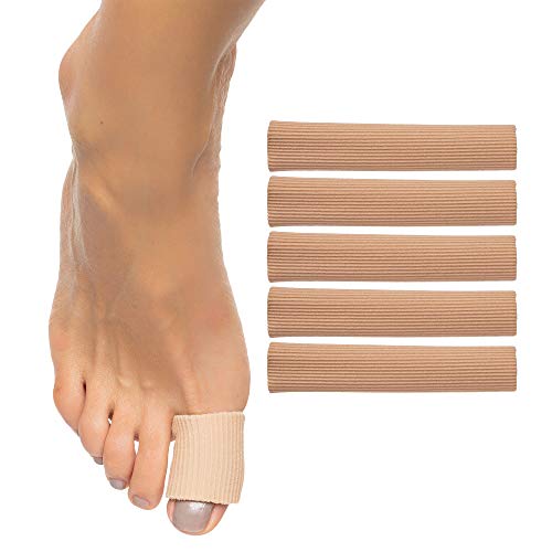 ZenToes Open Toe Tubes Fabric Gel Lined Sleeve Protectors for Corns, Blisters, Hammertoes - 5 Pack - 29” of Tubing (Large) | 29 inches of trim-to-length tubing cushions corns, blisters & hammertoe rub. Washable, softens skin as you wear