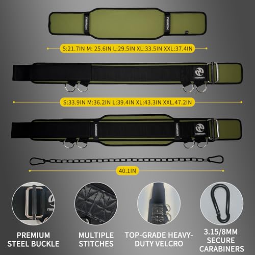 2-in-1 Weightlifting Belt & Dip Belt with 41 IN Steel Chain, Double-Layer Design, Powerlifting Gym Belt for Pull Up, Squat, Deadlifts & Added Weight Training, Unisex for Men & Women - size: XX-Large