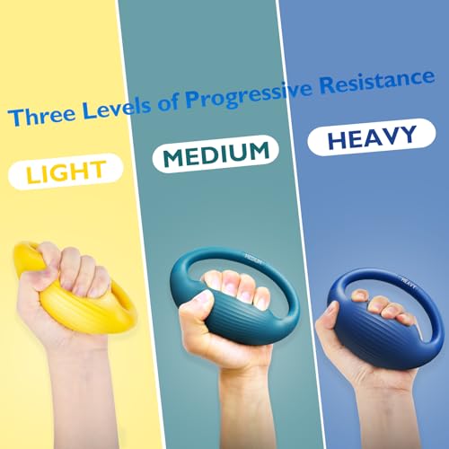 FitBeast Hand Exercise Balls - 3 Resistance Levels Stress Balls for Adults, Squeeze Balls for Hand Therapy, Rehabilitation, Arthritis, Muscle Building