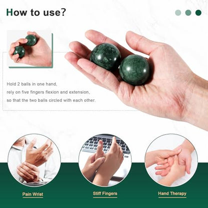 Learay 2Pcs Baoding Balls, Boading Balls for Hand Therapy, Green, 1.57 inch | Chinese Health Exercise Massage Balls with Carry Pouch for Stress Relief Meditation Ball - color: Green/1.57 Inch