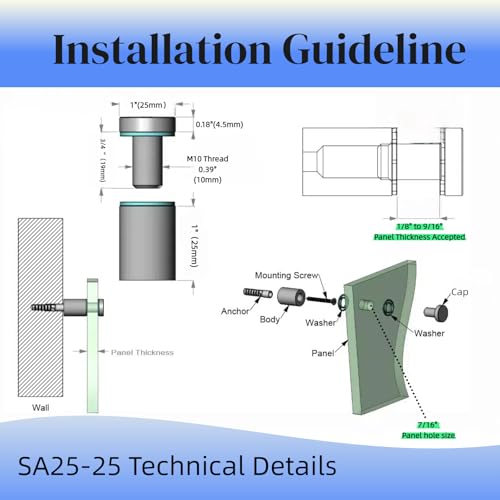 Pack of 4, Aluminum Standoff Screws, Wall Sign Standoff Mounting Hardware Advertising Glass Standoff Nail for Hanging Acrylic Picture Frame (Satin Chrome, 1" x 1") - color: Satin Chrome, size: 1" x 1"