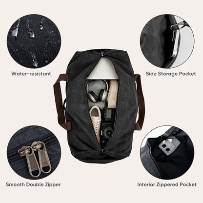 Large Canvas Travel Duffle Bag Heavy Duty, 3-in-1 Convertible Travel Bag with Backpack Straps for Gym, Sports, Travel, Camping(Dark Grey) - color: Dark Grey