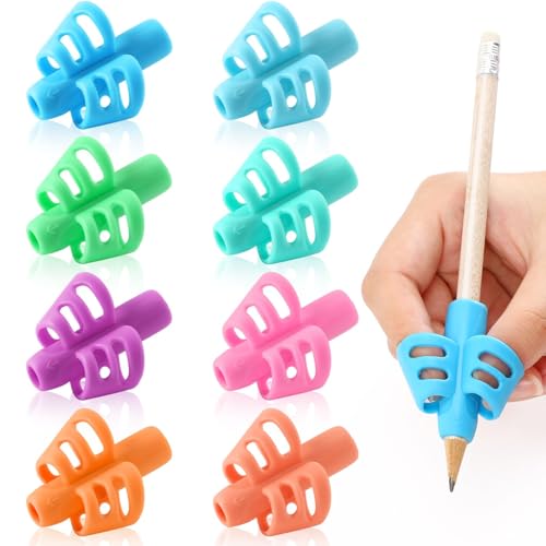 SANNIX 8 Pack Pencil Grips for Handwriting, Grip Posture Correction | Training Pen Writing Aid Tool for Preschools, Adults Students Elementary Teaching Tools - color: 8pcs