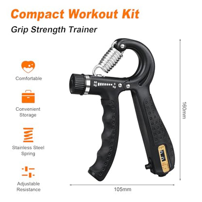 GRIFEMA GA5003 Hand Grips Strengthener, Forearm Strengthener, Hand Gripper with Counter, Adjustable Resistance 5-60kg, for Muscle Building and Injury Recovery