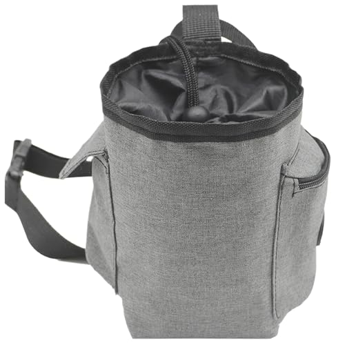Bouldering Chalk Bag Drawstring Closure Zippered Pockets Adjustable Waist | Chalk Organizer for Rock Climbing, Bouldering, Weightlifting, Gymnastics, Adults Women Men - color: Gray