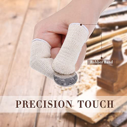 Geyoga 50 Pieces Cotton Finger Cots, 3 Inch Elastic Finger Toe Sleeves, Thumb Protector Fingertips Protective Cushion, Moisture Wicking for Men Women