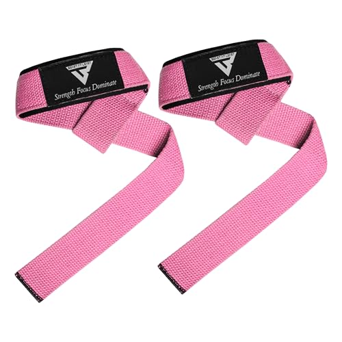 Weight Lifting Straps,Powerlifting Deadlifting, Anti Slip 60CM Hand Bar Grip, 5MM Neoprene Wrist Support, Heavy Duty Weightlifting Bodybuilding Workout - color: Pink