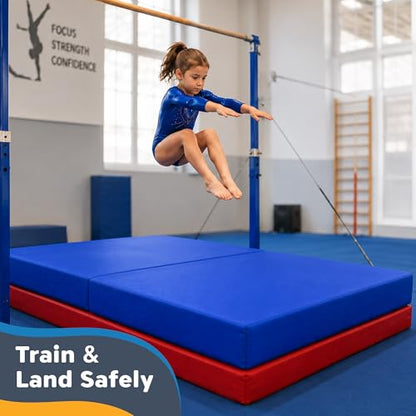 SaferBounce Landing Gymnastics Mat 6Ft x 4Ft x 6″ | Crash Pad for Kids | Soft Gymnastics Pad for Tumbling, Cheerleading & Training | Toddler Crash Mat | Sensory Crashpad | Climbing & Bouldering