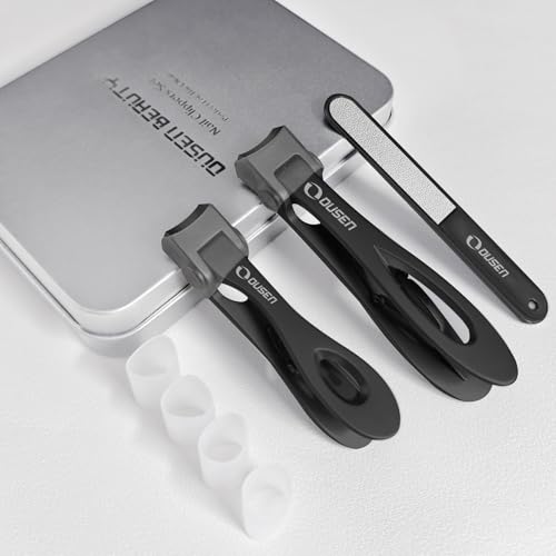 Nail Clippers with Catcher - Anti Splash Wide Jaw Opening Thick Toenail Clippers for Seniors | Self-Collecting Fingernail Cutter Heavy Duty Toe Nail Clippers for Men&Women | Black | L&S - color: Black (L + S)