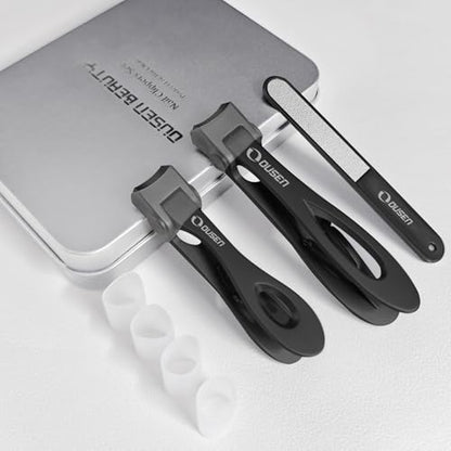 Nail Clippers with Catcher - Anti Splash Wide Jaw Opening Thick Toenail Clippers for Seniors | Self-Collecting Fingernail Cutter Heavy Duty Toe Nail Clippers for Men&Women | Black | L&S - color: Black (L + S)