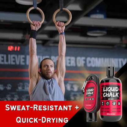 PowerGrip Liquid Chalk – Sweat-Proof, No-Mess Grip Enhancer for Weightlifting, Rock Climbing & Gymnastics - size: 2x 50ml bottles