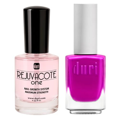 Duri Rejuvacote 1 Nail Growth System + 791 Berry Margarita Neon Purple Nail Polish Bundle - Nail Strengthener & Bold Semi-Matte Color Duo, Summer Manicure Set, 0.45 Fl Oz Each - color: Berry Margarita + Rejuvacote 1 (Pack of 2)
