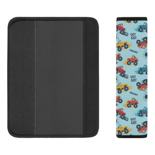 Soft Padded Car Seat Straps Shoulder Pads for Elderly Support, All Vehicles, 1 Pair Monster Trucks Shoulder Protector Anti-Slip Pad - color: Pattern 852