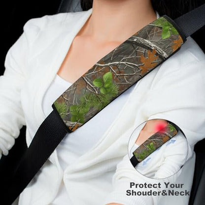 2PCS Hunting Camo Tree Camouflage Car Seat Straps Shoulder Pads Universal Soft and Comfortable Seat Belt Covers Cushion for Child, All Vehicles, Shock Absorption - color: Pattern 331