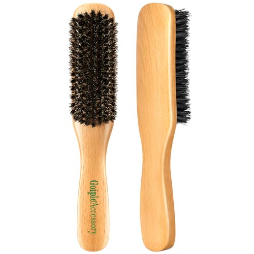 Boar Bristle Slick Back Hair Brush for Smooth Flyaways, Frizz, Sleek Ponytail, Buns and Edge Baby Hair, Teasing | Hair Comb, Edge Brush, Teasing Brush Styling Accessories for All Hair Types