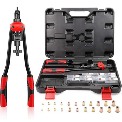 WETOLS 16" Rivet Nut Tool, Professional Rivet Nut Tool Kit with 11 Metric & Inch Mandrels M3 M4 M5 M6 M8 M10 M12, 10-24, 1/4-20, 5/16-18, 3/8-16, 110pcs Rivnuts and Blow Carry Case - WE-889 - size: 16" rivet nut tool with 11 mandrels