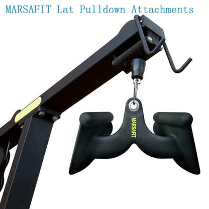 MARSAFIT Home Gym Fitness Rowing T-bar V-bar Pulley Cable Machine Attachment, Bicep Curl Tricep LAT pulldown Bar Back Strength Training Handle Grips LAT Pull Down Bar for Seat Row Workout - style: BTBAR 1901