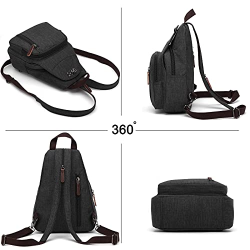 FANDARE Retro Sling Chest Backpack Multipurpose Crossbody Shoulder Bag - color: Black