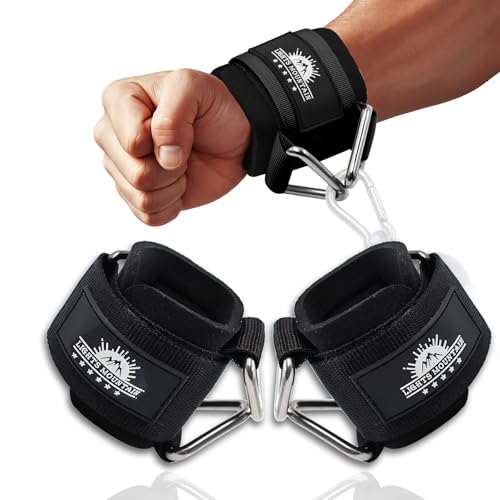 Wrist Cuffs for Cable Machines – Padded & Adjustable Straps for Lateral Raises, Tricep Pushdowns & Strength Training - color: Black, size: size XL(7.7"-8.7")
