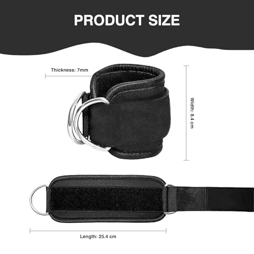 2 Pcs Wrist Cuffs Lifting Straps with D Rings for Cable Machine, Adjustable Gym Weightlifting Straps