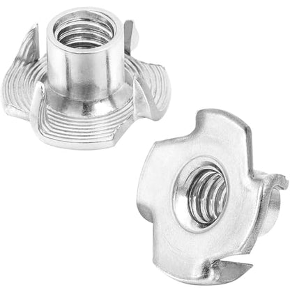 M10 T-Nut, Barrel Length 12mm, 304 Stainless Steel Threaded Insert, 4-Pronged Tee Nut for Wood, Rock Climbing Holds, Cabinetry, Furniture, 10 PCS - size: M10
