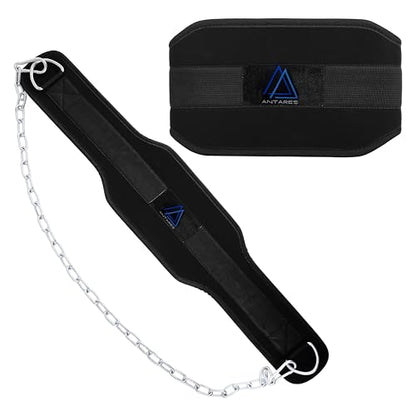 Antares Dip Belt for Weightlifting - Weight Belt with 36" Heavy Duty Steel Chain - Neoprene Padded Back Support Gym Lifting Belt for Powerlifting, Bodybuilding, Squat, Fitness & Pull up Training