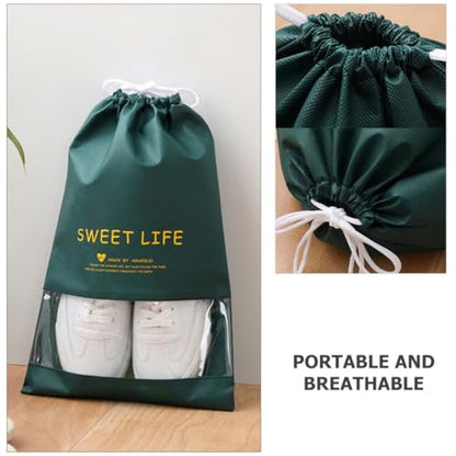6pcs Drawstring Shoe Bags Travel Organizer Portable Non-woven Fabric Dustproof Storage Pouches Large 30x44cm for Sneakers and Slippers