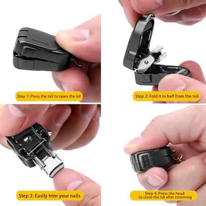 Fingernail Clippers Bag Shap Compact Portable Folding Fingernail Cutter | Travel Nail Clippers for Men Women Boys Girls Kid Youth Teens Wife Husband Son Daughter Family - color: Black