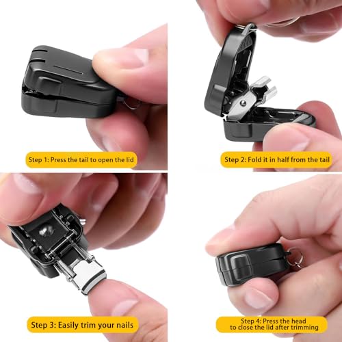 Nail Cutter for Adults – Bag Shape Foldable and Compact – Small Nail Clippers, for Men Women Teenagers Young Boys Girls Family Y - color: Black