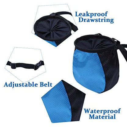 Chalk Bag, Rock Climbing Gear, Bouldering Chalk Bag with Adjustable Waist Belt and Drawstring Closure, Chalk Bag for Weight Lifting, Gym, Climbing, Billiards, Crossfit, Athletics(Blue)