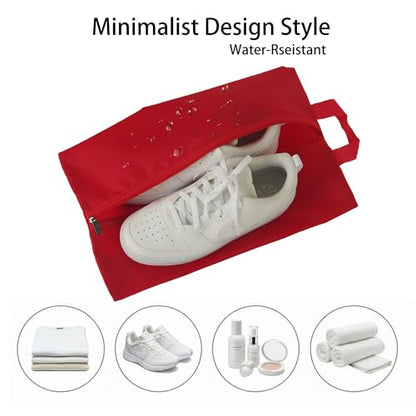 6pcs Portable Shoe Organizer, Travel Pouches with Zipper, Golf Shoe Bags, Clothes Bags, Soccer Cleats Bag Shoe Pouch for Gym, Waterproof, Odor-Resistant (Red) | Golf Shoe Bags, Clothes Bags, Soccer Cleats Bag Shoe Pouch for Gym, Waterproof, Odor-Resistant