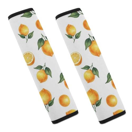2 Pack Watercolor Lemon White Seat Belt Cover Universal Fit Shoulder Harness Cover for Girls and Boys, Car Seats Pushchair Strollers High Chair Pushchair - color: Pattern 20