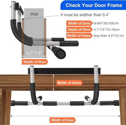 MOMODA Doorway Pull Up Bar, Home Gym Fitness Chin-Up Bar for Door Frame - color: Grey