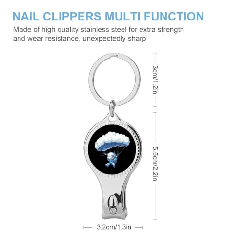 Cloud Paragliding Paraglider Skydiving Nail Clipper with File Portable Metal Fingernail with Key Ring for Traveling Home Office
